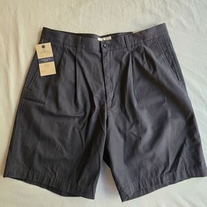Dockers Washed Khaki Short Navy W36 9" Inseam Pleated Relaxed Fit